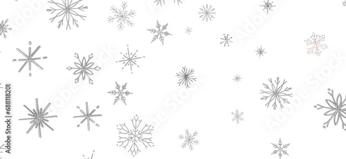 Snowflake Ballet: Exquisite 3D Illustration of Descending Festive Snowflakes in Motion