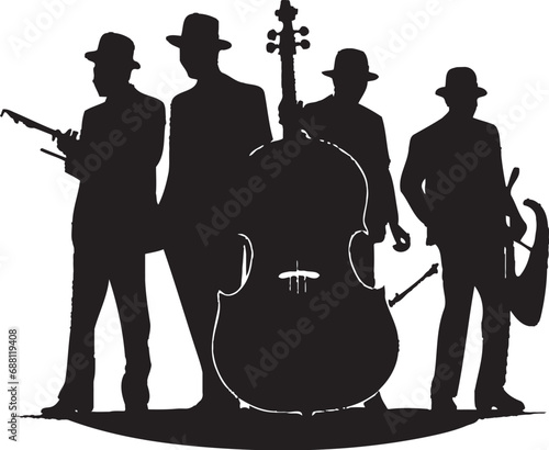 Bluesy Steps Jazz Musicians Symbol Smooth Flow Stick Figure Jazz Group Design