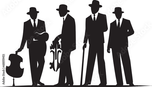 Harmonic Motion Jazz Musicians Emblem Groove Ensemble Stick Figure Jazz Musicians Emblem