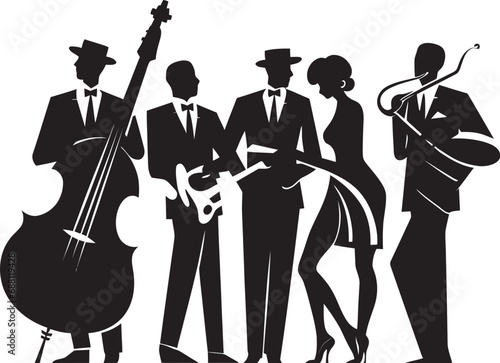 Syncopated Moves Stick Figure Musicians Logo Icon Mellow Riffs Jazz Musicians Mark