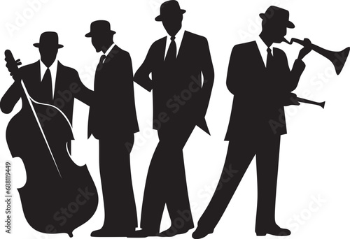 Smooth Flow Stick Figure Jazz Group Design Melodic Rhythm Jazz Musicians Silhouette Image