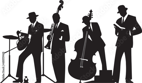 Harmonic Motion Jazz Musicians Emblem Groove Ensemble Stick Figure Jazz Musicians Emblem