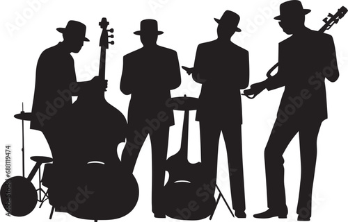 Soulful Stance Jazz Musicians Iconic Illustration Swinging Melodies Stick Figure Jazz Crew Image