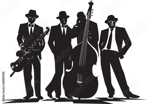 Cadence Sketch Jazz Musicians Emblem Design Syncopated Moves Stick Figure Musicians Logo Icon
