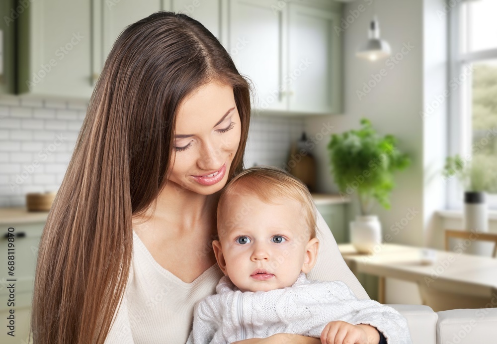 Loving mother have fun with little baby at home Loving mother have fun with little baby at home