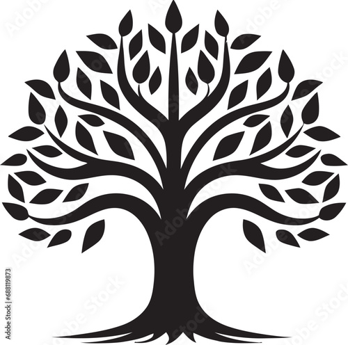 Botanical Serenity Tree Symbol Design Natures Sentinel Iconic Tree Illustration