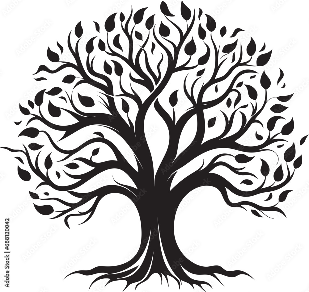 Obraz premium Forest Harmony Tree Icon Symbol Canopy Essence Tree Emblem Design