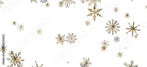 Snowflake Ballet: Exquisite 3D Illustration of Descending Festive Snowflakes in Motion