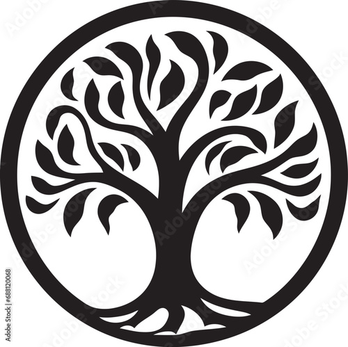Sylvan Splendor Tree Iconic Image Eternal Growth Tree Vector Icon