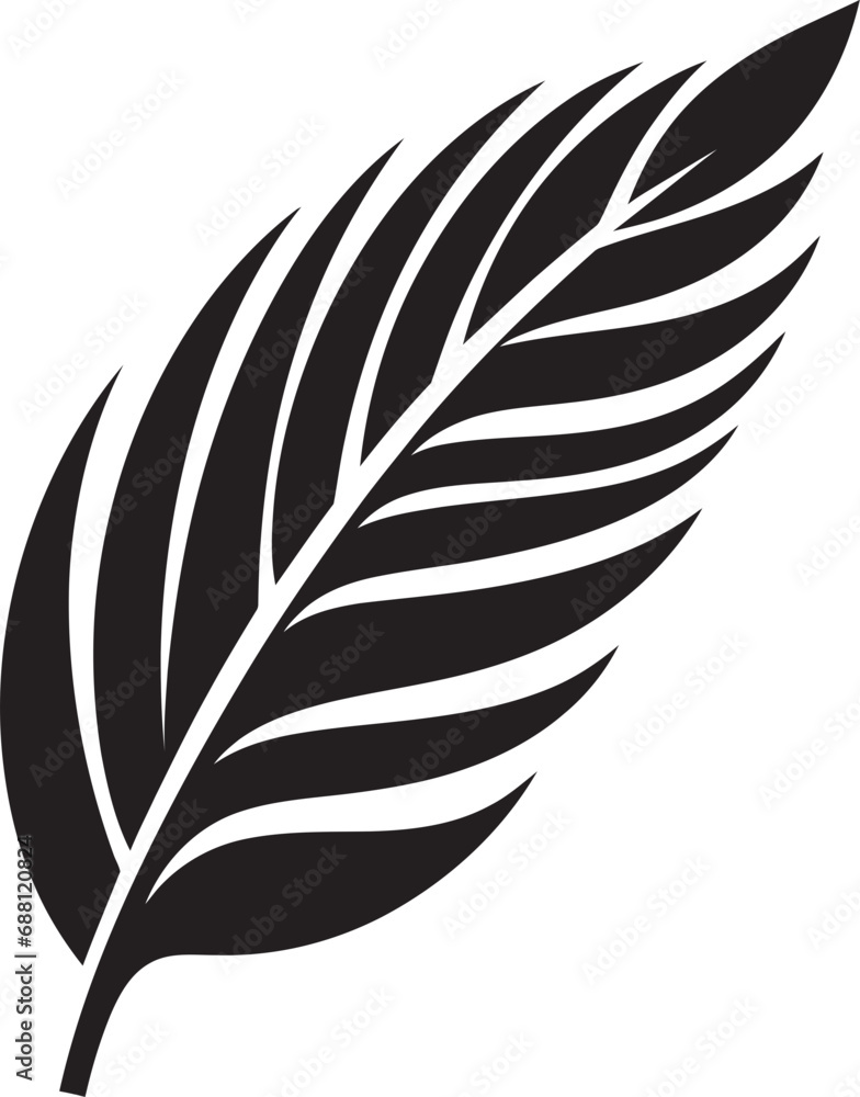 Obraz premium TropicWhisper Subtle Leaf Icon LeafyLuxe Elegant Vector Design