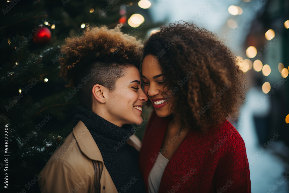 Made with Generative AI picture of adorable couple new year season celebrations portrait Made with Generative AI picture of adorable couple new year season celebrations portrait