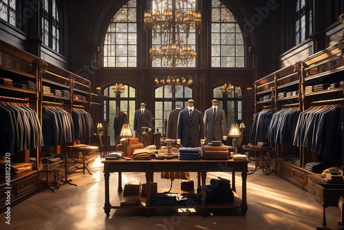 a perfectly lit tailor shop portaying elegance and class photo