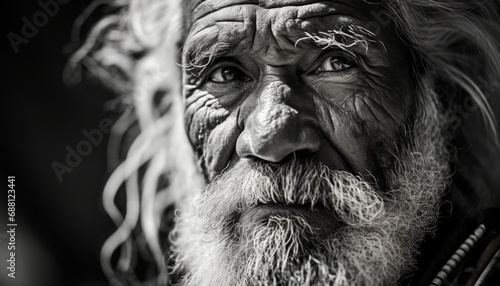 The Weathered Warrior: An Extreme Close-Up in Black & White