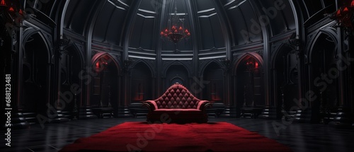 Gothic Chic Interiors: Bold Curves, Deconstructed Tailoring, Dark Gray, and Red photo