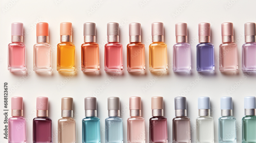 Artistic Display of Pastel Nail Polish Bottles for Beauty Enthusiasts and Style Aficionados Artistic Display of Pastel Nail Polish Bottles for Beauty Enthusiasts and Style Aficionados