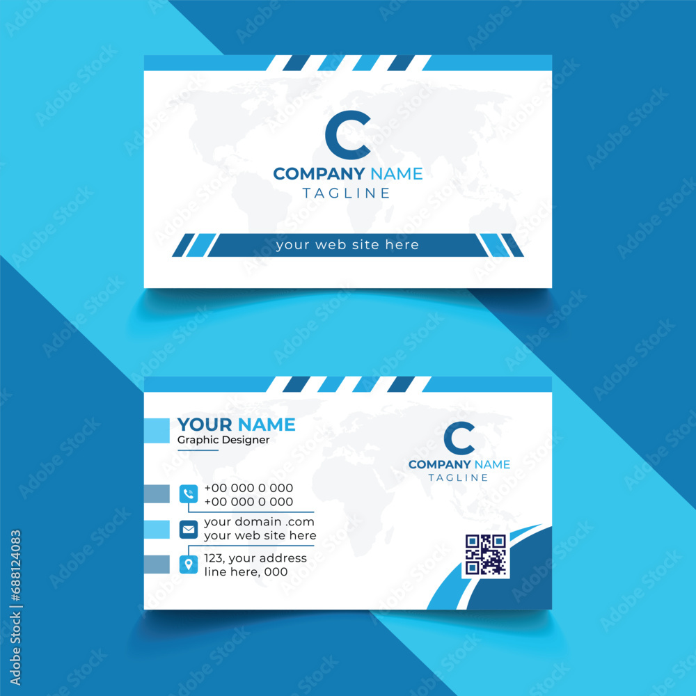 Double-sided creative business card template. Portrait and landscape orientation. Horizontal and vertical layout. Vector illustration Double-sided creative business card template. Portrait and landscape orientation. Horizontal and vertical layout. Vector illustration
