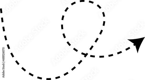 Curve arrow icon. Curved dotted arrow. Zigzag arrow stripes with dotted lines. Vector
