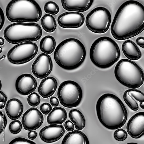 bubbles in liquid silver   closeup molten metal  shiny silver background