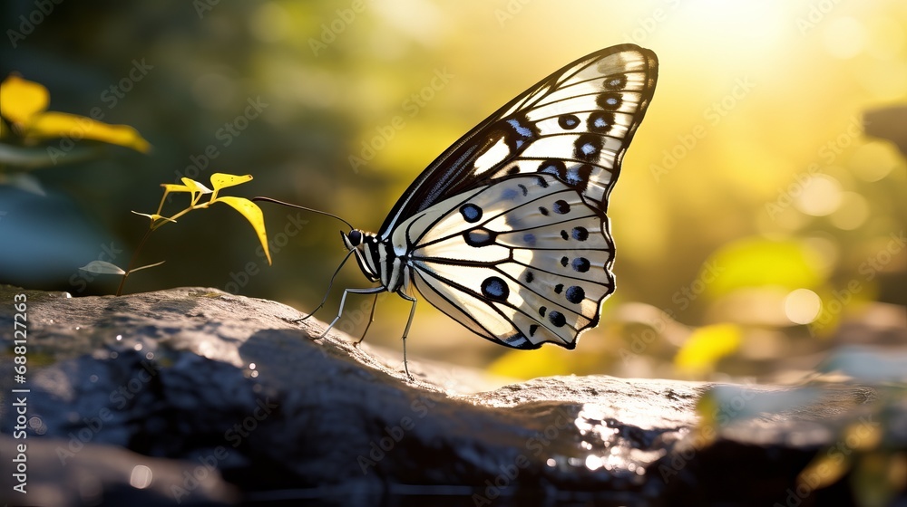 Obraz premium Macro close-up view of a butterfly in nature