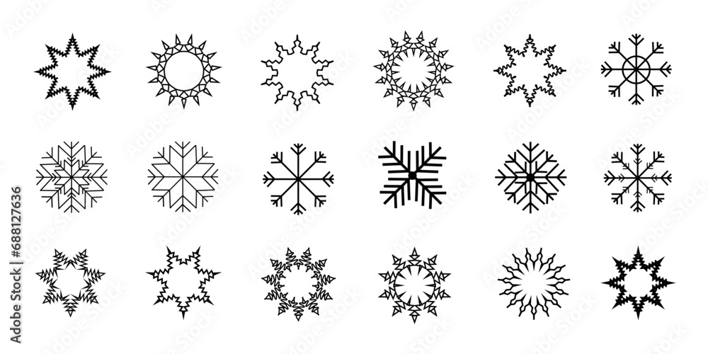 Set of snow icon vector snowflakes christmas winter decoration sign symbol design background