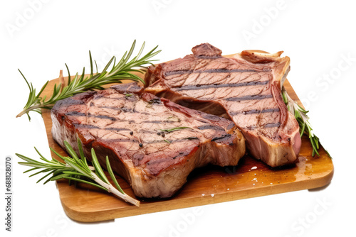 delicious t-bone steaks with rosemary bbq grilling