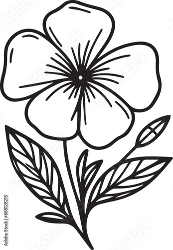 Simple flower coloring pages, Coloring pages for adults, hand drawing flower sketch art of periwinkle, periwimkle flowers coloring pages flower line art vector illustration