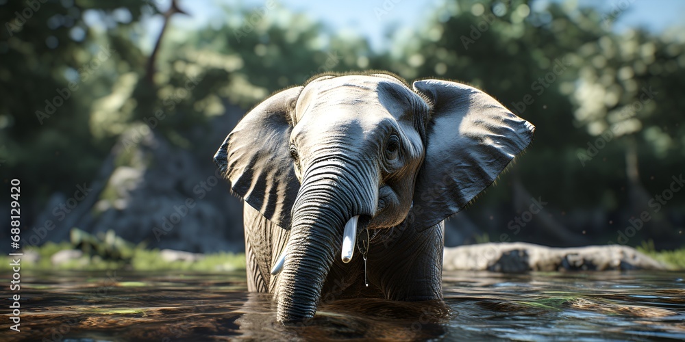 Fototapeta premium Realistic Elephant Illustration
