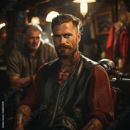 stylish man with beard in barbershop