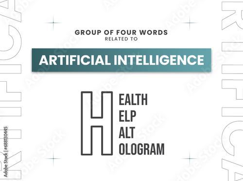 Group of four words related to Artificial Intelligence