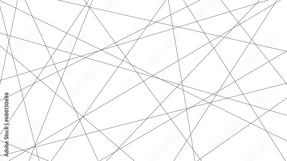Chaotic abstract line background. Random geometric line seamless pattern. Black outline monochrome texture. Vector illustration. - obrazy, fototapety, plakaty 
