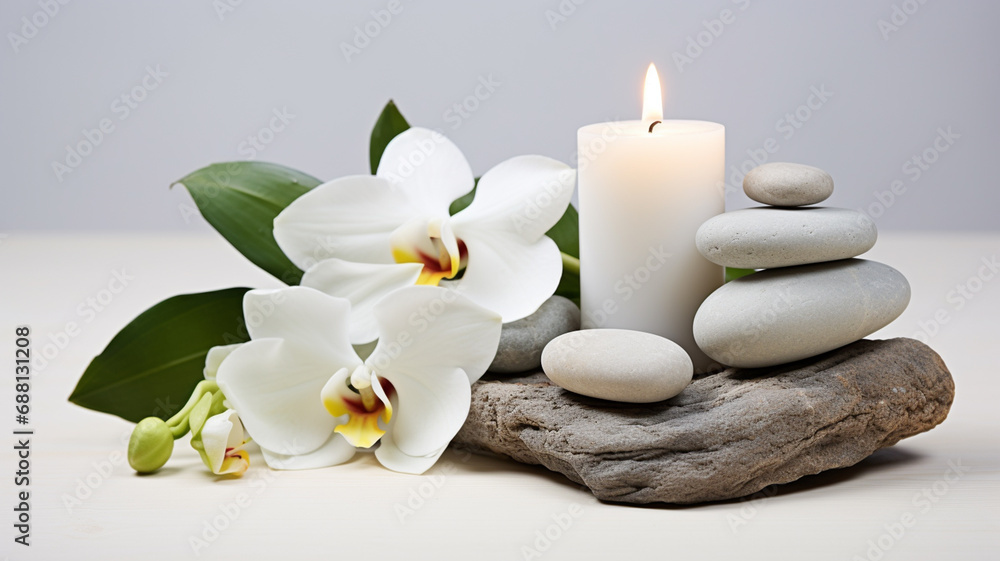 spa still life with orchid flowers