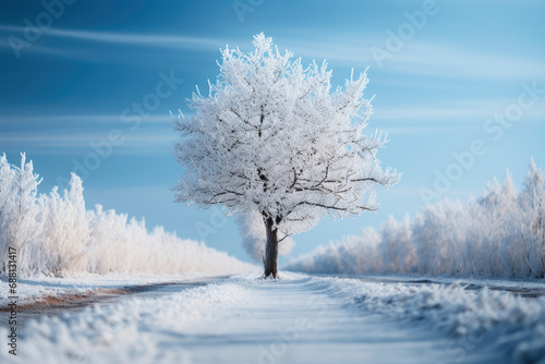 slowing down, good moments, slow life, real moments, relax concept. beautiful tree on nature among the snow.