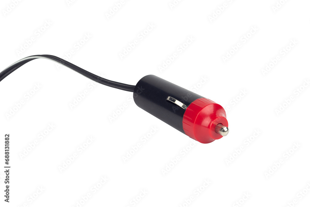 Car charger plug, connect to cigarette lighter isolated from background Car charger plug, connect to cigarette lighter isolated from background
