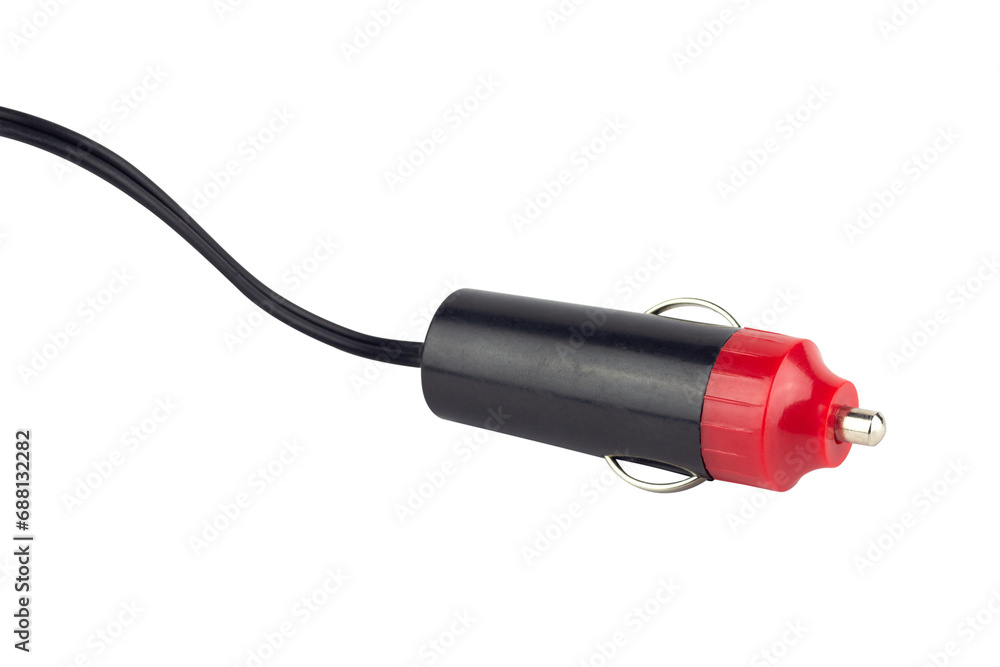 Car charger plug, connect to cigarette lighter isolated from background