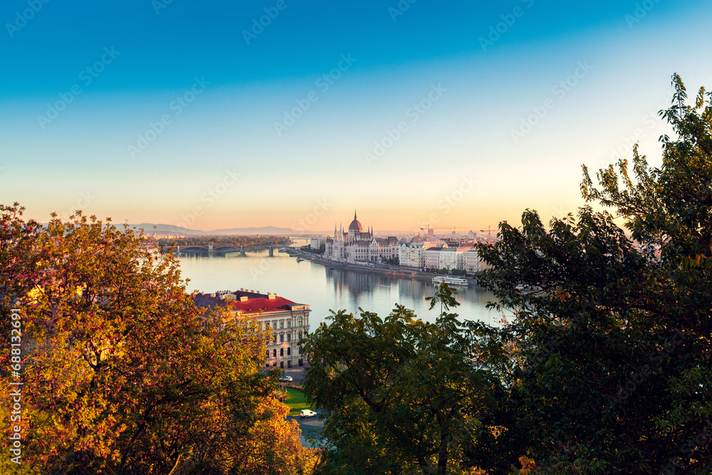 The Hungarian Parliament Building on sunrise