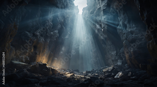 Mystical Cave with Light Beam - Unveiling the Hidden Beauty and Mystique © Linus