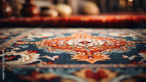 Intricate Detail of an Exotic Oriental Rug Perfect for Exquisite Interior Enhancements