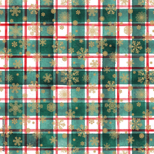Watercolor stripe plaid sea...