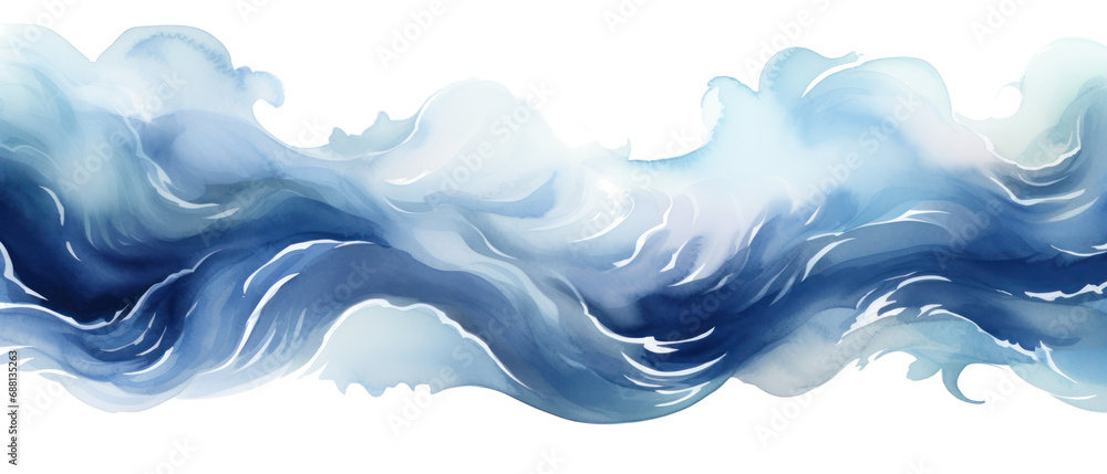 the waves png watercolor template isolated