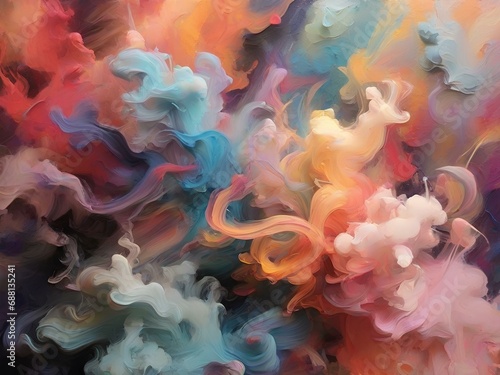  abstract smoke Colorful explode created with generative AI technology.Colored powder explosion 
