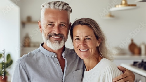 The European couple cherishes a heartfelt embrace within their home