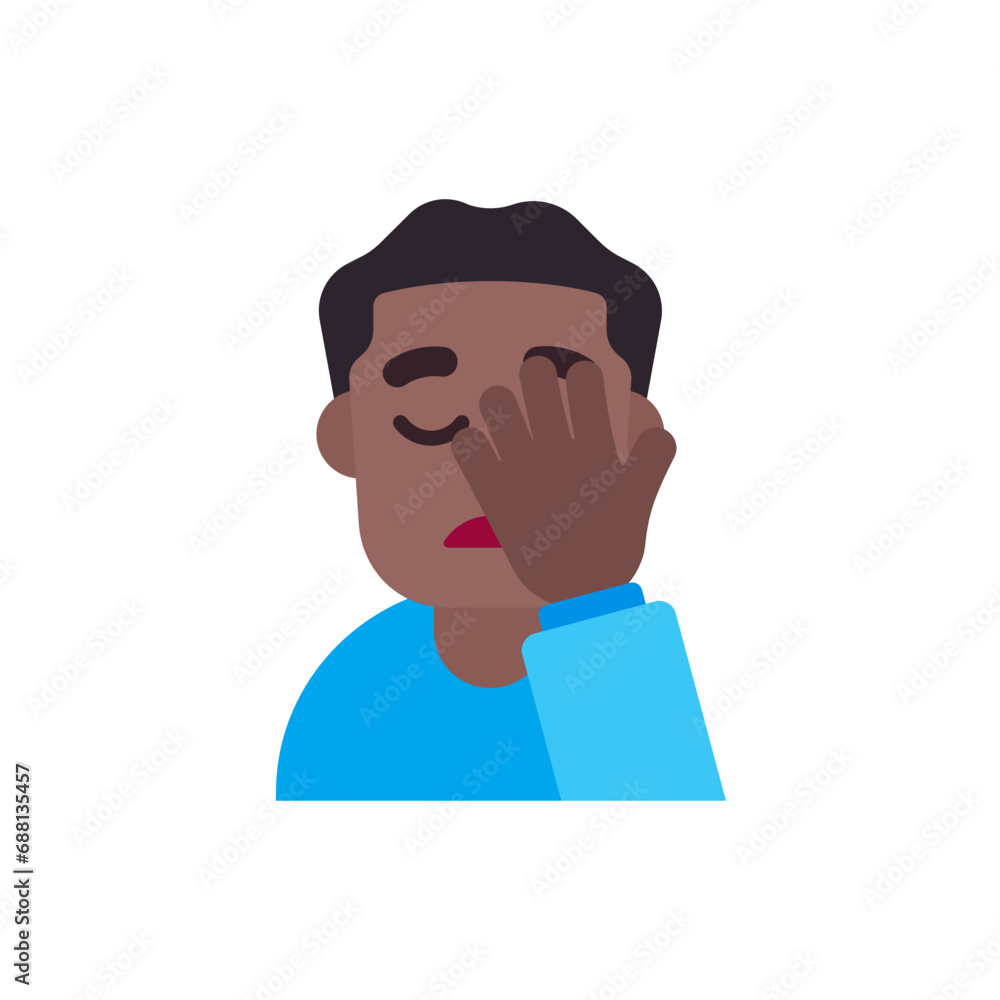 Man Facepalming: Medium-Dark Skin Tone Man Facepalming: Medium-Dark Skin Tone