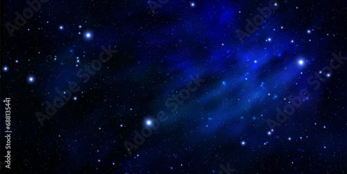 Space vector background with realistic nebula and shining stars. Magic colorful galaxy with stardust