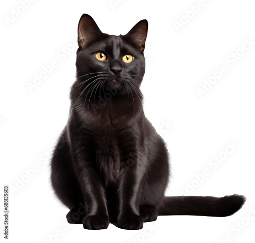 black cat sitting on a white background © olegganko