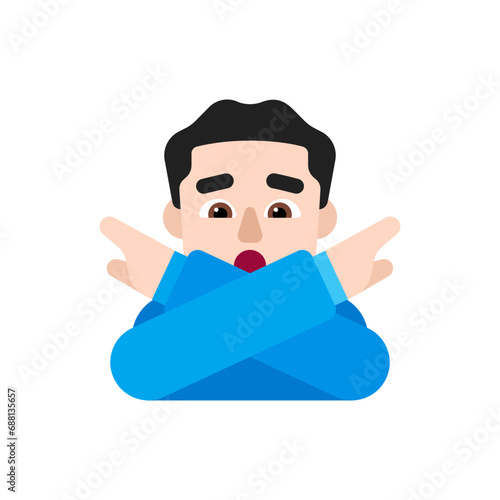 Man Gesturing No: Light Skin Tone