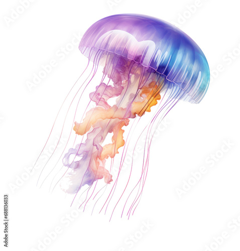 jellyfish drawing, isolated