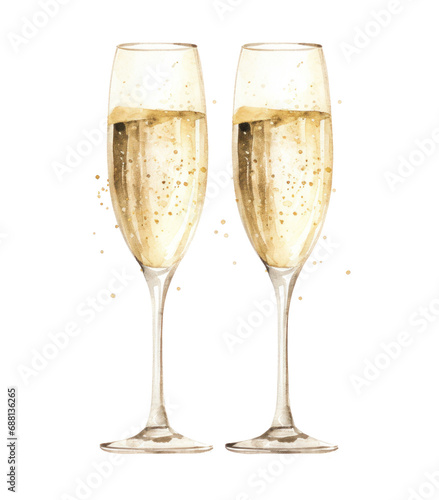 champagne flutes, isolated