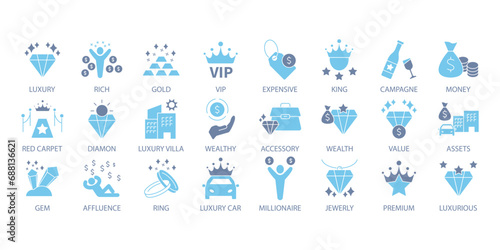 Luxury icons set. Set of editable stroke icons.Vector set of Luxury