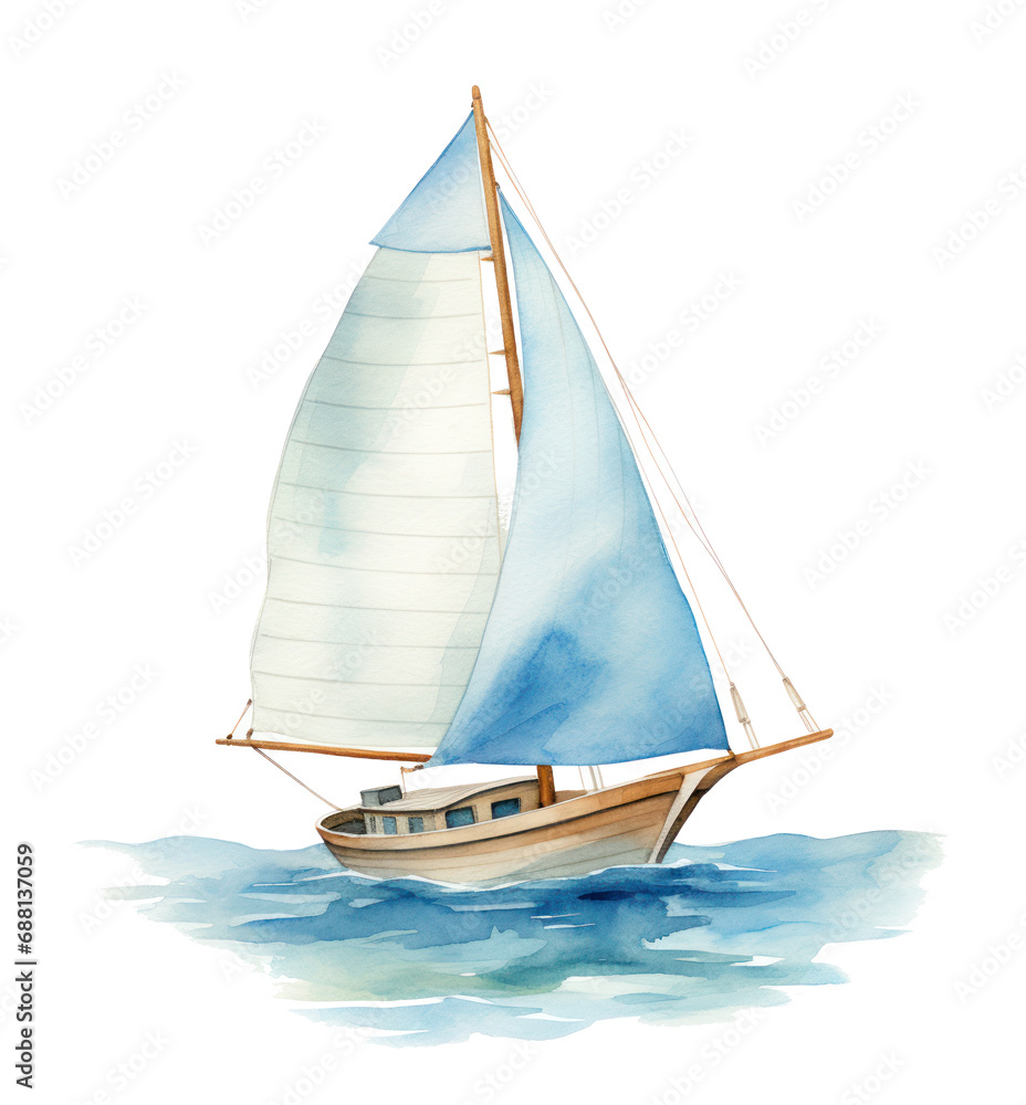 Fototapeta premium paint and craft sailing boat float sail nautical canvas,