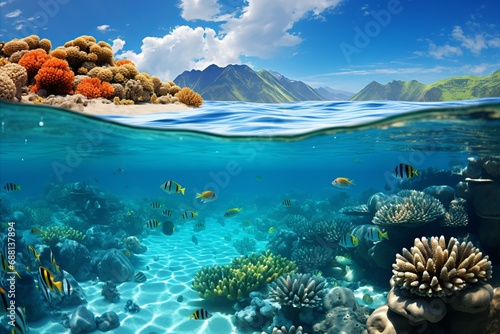 Breathtaking Underwater World. Vibrant Coral Reef teeming with Exotic Marine Life © Александр Клюйко
